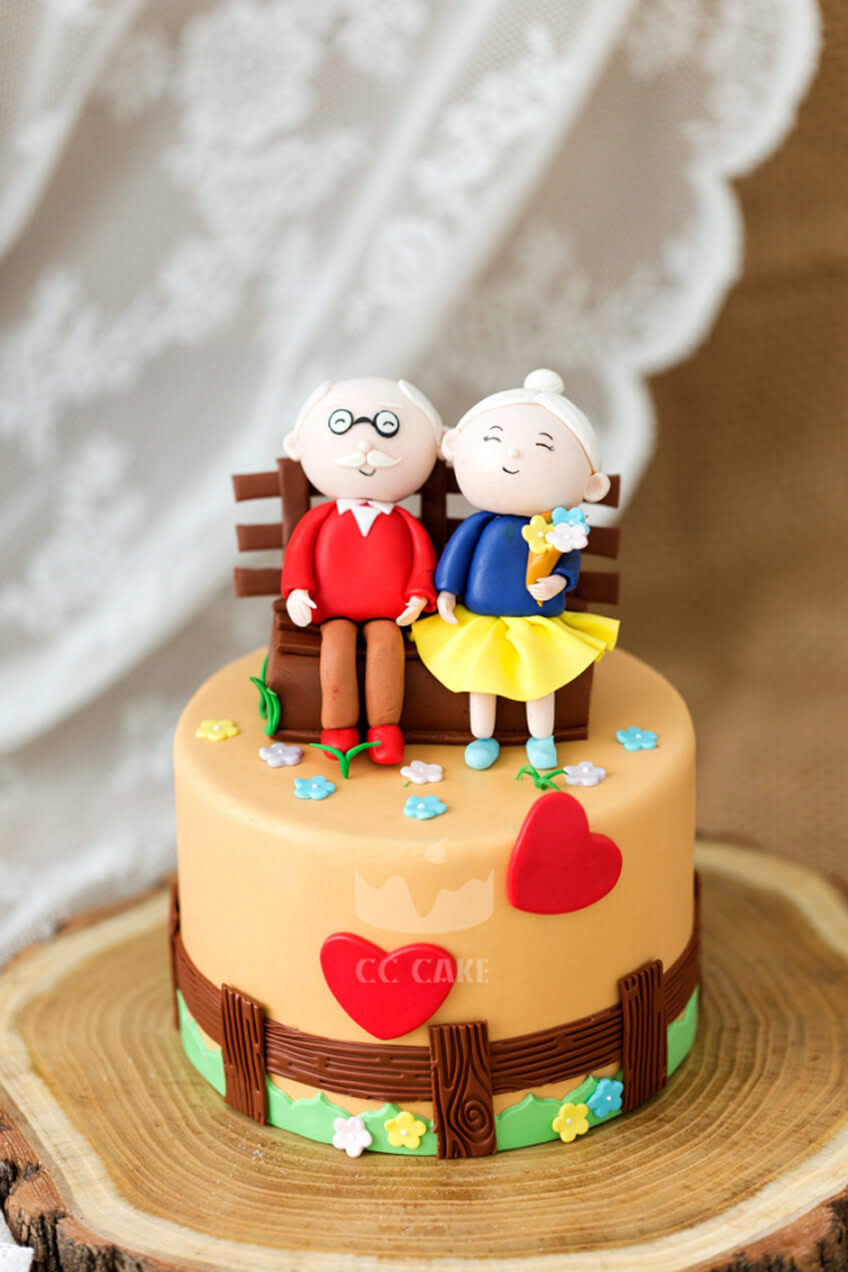 【cc cake】金婚老夫妻定制奶油生日蛋糕